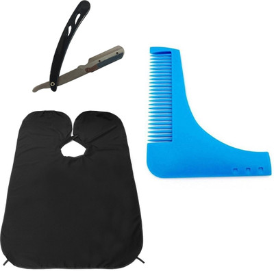 

JAGTEK Combo Of Stainless Steel Shaving Razor With Plastic Handle / Beard Shaping & Styling Tool Comb / Beard Shaving Apron ( set of 3 )(Set of 03)