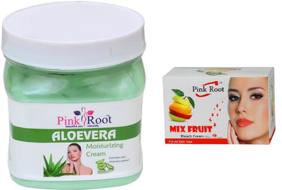 

Pink Root ALOEVERA CREAM 500ML WITH MIX FRUIT BLEACH 50G(Set of 2)