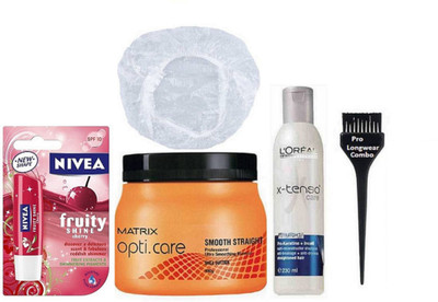 

Pro longwear combo Hair Brush, Smooth Straight Spa and Care Shampoo & Cherry Kiss Lipbalm with shower cap(Set of 5)
