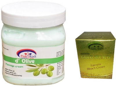 Pink Root D OLIVE CREAM 500ML WITH GOLD BLEACH 50G(Set of 2)