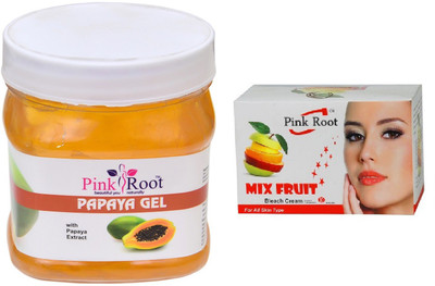

Pink Root PAPAYA GEL 500ML WITH MIX FRUIT BLEACH 50G(Set of 2)