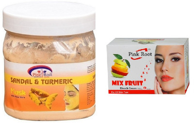 

Pink Root SANDAL MASK 500ML WITH MIX FRUIT BLEACH 50G(Set of 2)