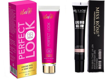 

iba halal care Perfect Look BB Cream with 24 Karat Gold (30 g) & miss rose Liquid Illuminator after glow 02 (20 ml)(Set of 2)