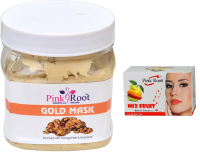 

Pink Root GOLD MASK 500ML WITH MIX FRUIT BLEACH 50G(Set of 2)