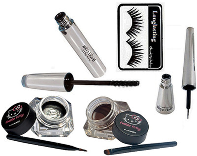 

Longlasting Eyelashes, Mac Hello Kitty Two Eyeliner, Brooke Candy Eyeliner & Mascara(Set of 4)