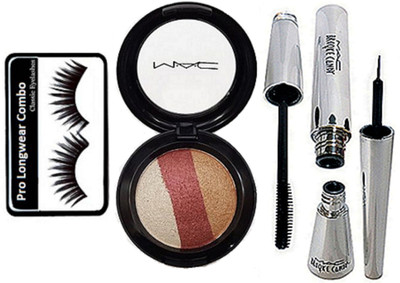 

Pro longwear combo Eyelashes, 3 shade Eyeshadow , Brook Candy Eyeliner & Mascara(Set of 4)