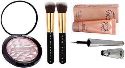 

Longlasting Makeup Brush 2, Mac Beauty Makeup Powder Illuinator, Brook Candy Eyeliner, 9to5 Mousse Foundation(Set of 5)