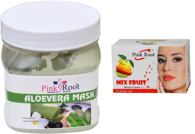 

Pink Root ALOEVERA MASK 500ML WITH MIX FRUIT BLEACH 50G(Set of 2)