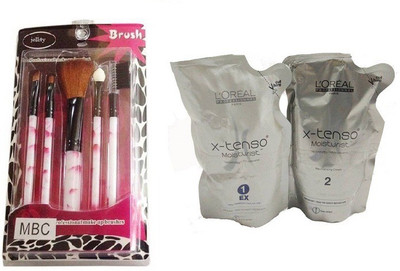 jollity Make up Brush Set of 5 And Xtenso Hair Straightening And Neutrzliser(Set of 2)