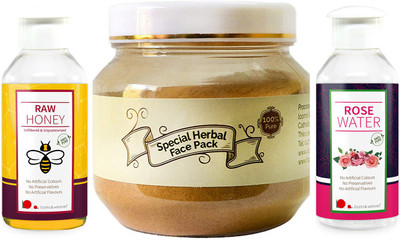 

looms & weaves Herbal Face Pack with Ayurvedic Skin Whitening Formula - 100 gm + 100 ML Wild Honey + 100 ML Rose Water ( Ayurvedic Skinn Whitening Formula)(Set of 1)
