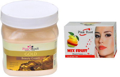 Pink Root GOLD CREAM 500ML WITH MIX FRUIT BLEACH 50G(Set of 2)