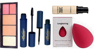 

Longlasting Sponge Puff, Mac Pro Longwear Concealer, Viva Glam 2 shade Blush & Compact, Padma Eyeliner & Mascara(Set of 5)