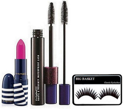 

big Basket Eyelashes and Hot & Naughty Double Effect Mascara and Zebra matte finish Lipstick(Set of 3)