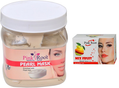 

Pink Root PEARL MASK 500ML WITH MIX FRUIT BLEACH 50G(Set of 2)