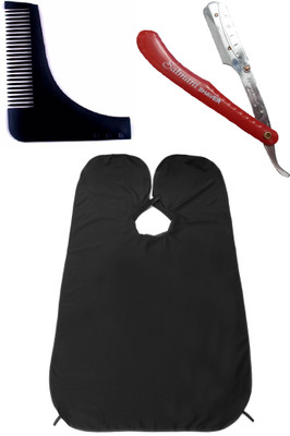 

JAMPAK Beard Shaping RAZOR Tool, Beard Shaving Apron With Beard Comb For Men, Pack Of 1(Set of 3)