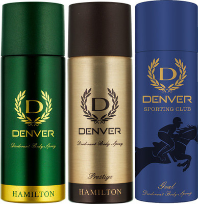 

Denver Hamilton, Prestige & Goal Combo Deodorant Spray - For Men(495 ml, Pack of 3)