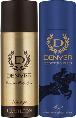 

Denver Prestige and Goal Combo Deodorant Spray - For Men(330 ml, Pack of 2)