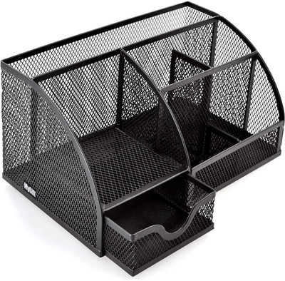 

Divinext 6 Compartments Metal metal mesh office/home Desktop Caddy Pencil Holder(Black)