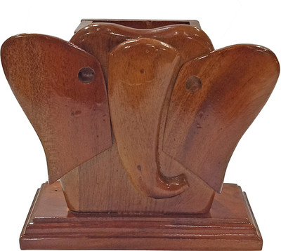 

Bueno 1 Compartments Wooden Pen Stand(Brown)