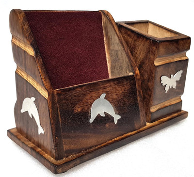 

Desi Karigar 2 Compartments Wooden Pen & Mobile Holder(Brown)