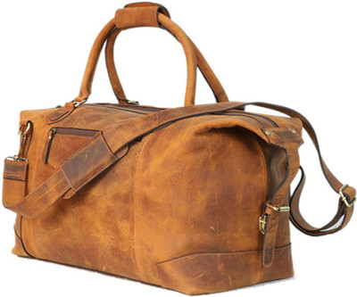

Zakara Genuine Hunter Brown Leather Travel Duffel Bag(Brown)