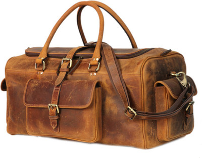 

Zakara Genuine Leather Weekender Travel Duffel Bag(Brown)