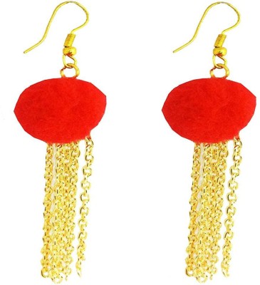 ACCESSHER Quirky, Trendy Dangle Earrings with Pom Pom for Women and Girls Brass Drops & Danglers