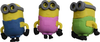 

13-HI-13 New Minions Shaped Non-Toxic Eraser(Set of 3, Multicolor)