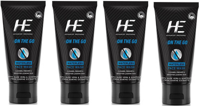 HE On the Go Waterless Face Wash, 50g PACK OF 4 Face Wash(0.2 g)