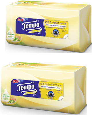 

Tempo Facial Tissue Soft and Sensitive Plus 4 Ply - 70 Pulls (2 Box)(Pack of 140)