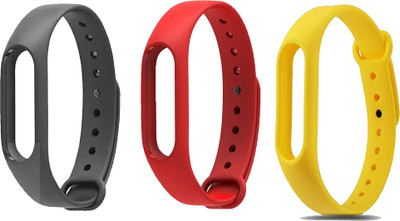 

Something4u Pack of 3 Black & Red & Yellow Replacement Wristband Strap for Mi Band 2 Fitness Band(Black, Red, Yellow, Pack of 3)
