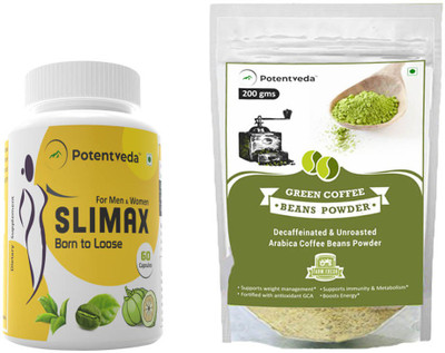 

Potentveda Slimax & Green Coffee Beans Powder Combo. | Garcinia cambogia, Green coffee beans & Green tea extracts capsules & Unroasted Green coffee beans Powder Combo(60 Capsules, 200 Gm Powder)