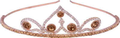 

AccessHer Wedding Collection, Party wear Rhinestone Studded Golden Metal Hair Band Crown Hair Band(Multicolor)