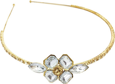 

AccessHer Wedding Collection Party wear Rhinestone Studded Golden Metal Hair Band Hair Band(Multicolor)