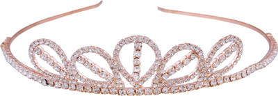 

AccessHer Wedding Collection, Party wear Rhinestone Studded Golden Metal Hair Band Crown Hair Band(Multicolor)