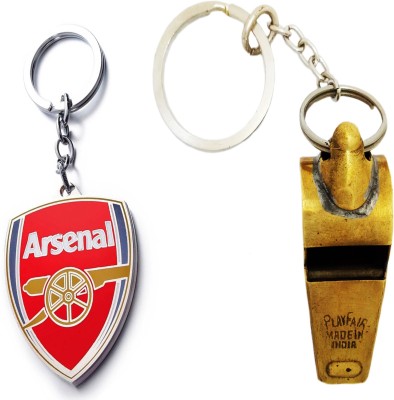MGP FASHION brass antique whistle and arsenal sports metal single sided combo Key Chain