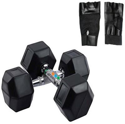 

Credence 5kg X 2pcs Rubber Coated Dumbbell with Gloves Gym & Fitness Kit