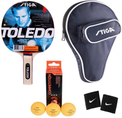 

Cosco Stiga Toledo Table Tennis ( 1 Bat, 1 Bat Cover "Training" , 3 Table Tennis Balls, 2 Wrist Band ) ( Color on Availability) Table Tennis Kit