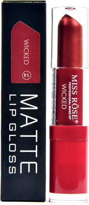 

MISS ROSE water proof red colour 3 ml mirror lip gloss matte wicked 14(3 ml, red)