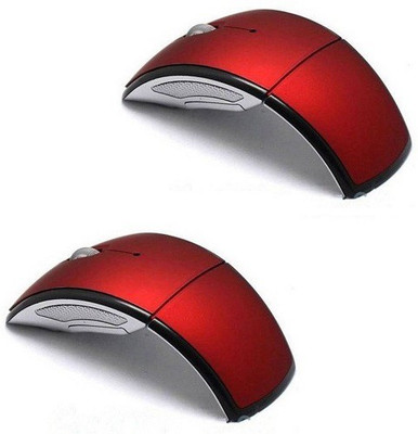 

techdeal Sets Of 2 2.4Ghz Foldable Arc Mouse ( Red) Wireless Optical Gaming Mouse(USB 2.0, Red)