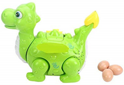 

Baby Tintin Bump and Go Musical Egg Laying Dinosaur with 4D Light and Sound Toy for Kids(Green)