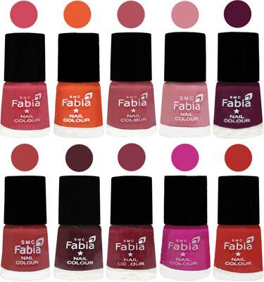 

FABIA Multicolor Nail Polish/Mix Color/Combo Color Set of 10pcs X 10ml (2609202049) Shock Pink-Sour Orange-Mauve Pink-Rose-Boysenberry-Peach-Wine-Wine Red-Pink Pink-Candy Orange(Pack of 10)