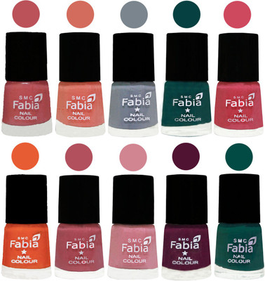 

FABIA Multicolor Nail Polish/Mix Color/Combo Color Set of 10pcs X 10ml (2609201956) Bazooka Joe-Light Peach-Wild Gray Yonder-Dark Green-Shock Pink-Sour Orange-Mauve Pink-Rose-Boysenberry-Pine Green(Pack of 10)