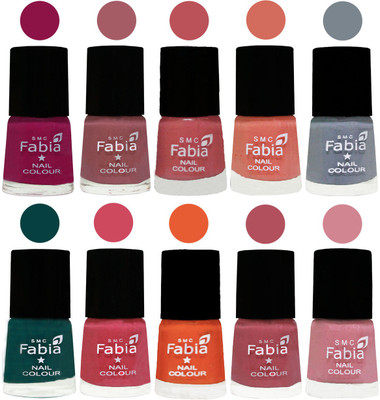 

FABIA Multicolor Nail Polish/Mix Color/Combo Color Set of 10pcs X 10ml (2609201868) Raspberry-Lip-Bazooka Joe-Light Peach-Wild Gray Yonder-Dark Green-Shock Pink-Sour Orange-Mauve Pink-Rose(Pack of 10)