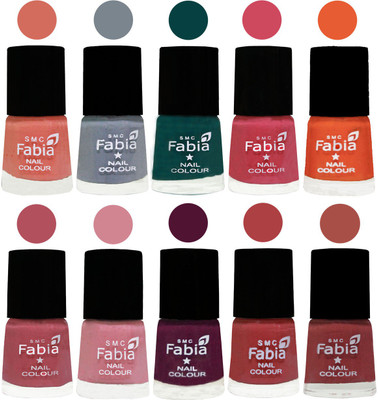 

FABIA Multicolor Nail Polish/Mix Color/Combo Color Set of 10pcs X 10ml (2609201980) Light Peach-Wild Gray Yonder-Dark Green-Shock Pink-Sour Orange-Mauve Pink-Rose-Boysenberry-Peach-Dark Peach(Pack of 10)