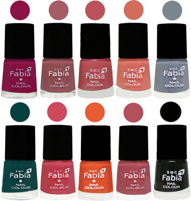 

FABIA Multicolor Nail Polish/Mix Color/Combo Color Set of 10pcs (2609201899) Raspberry-Lip-Bazooka Joe-Light Peach-Wild Gray Yonder-Dark Green-Shock Pink-Sour Orange-Mauve Pink-Black(Pack of 10)