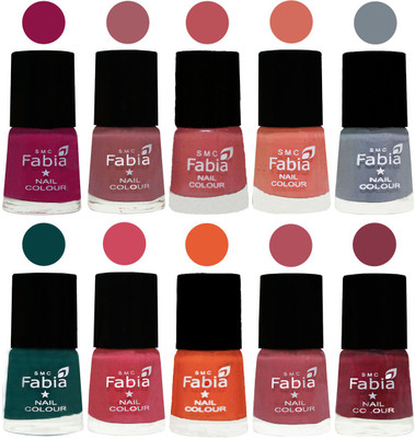 

FABIA Multicolor Nail Polish/Mix Color/Combo Color Set of 10pcs (2609201872) Raspberry-Lip-Bazooka Joe-Light Peach-Wild Gray Yonder-Dark Green-Shock Pink-Sour Orange-Mauve Pink-Wine Red(Pack of 10)
