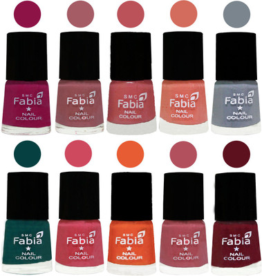 

FABIA Multicolor Nail Polish/Mix Color/Combo Color Set of 10pcs (2609201885) Raspberry-Lip-Bazooka Joe-Light Peach-Wild Gray Yonder-Dark Green-Shock Pink-Sour Orange-Mauve Pink-Maroon(Pack of 10)