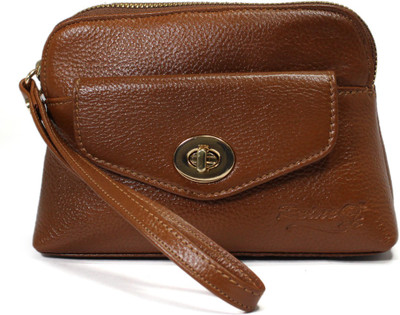

REINE Genuine leather cosmetic pouch Cosmetic Bag(Tan)