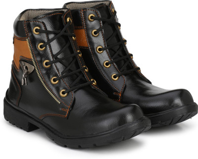 Shoe Island Leatherette Heavy Duty Lace-Up Military High Ankle Length Casual Long Boots Boots For Men(Black, Tan, Brown) Flipkart
